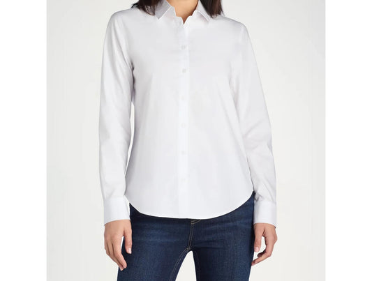 Time and Tru Womens Button Down Shirt with Long Sleeves White Size XL