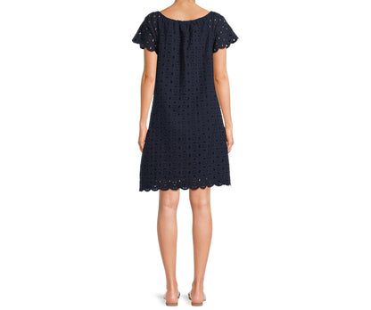 Time and True Mini Eyelet Dress Dark Navy Size XL (16-18)