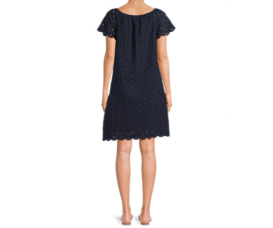 Time and True Mini Eyelet Dress Dark Navy Size XL (16-18)