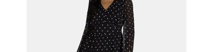 Time and Tru Womens Print Dress with Long Sleeves Black Soot Dot Size XXL