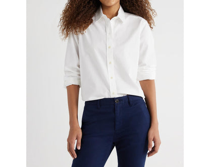 Free Assembly Womens Cropped Button Down Shirt Long Sleeves Bright White Size M