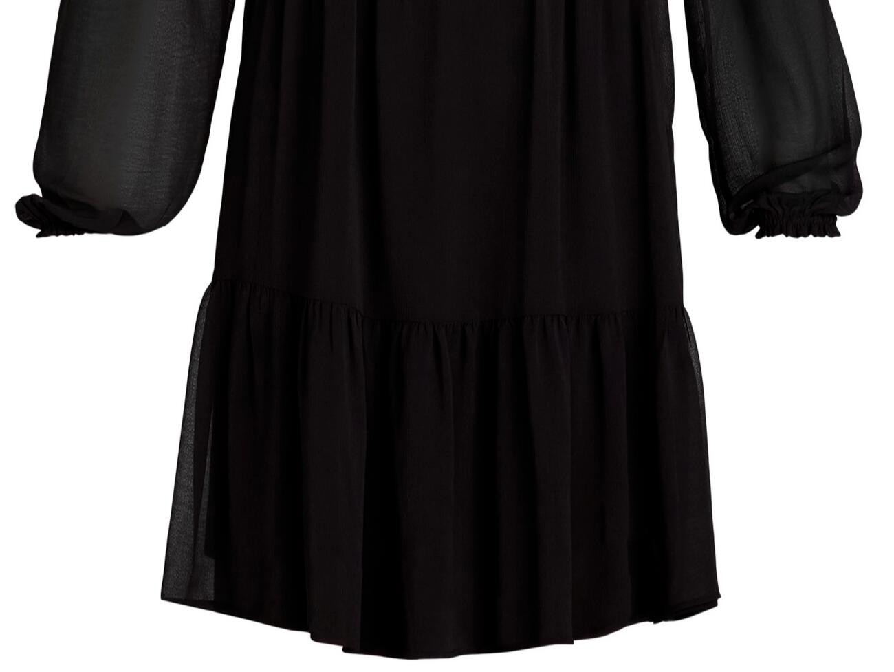 Time and Tru Womens Pintuck Mini Dress with Long Sleeves Black Soot Size XS