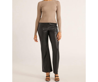 Scoop Womens Wide Ribbed Crewneck Sweater Lightweight  Mushroom Size M