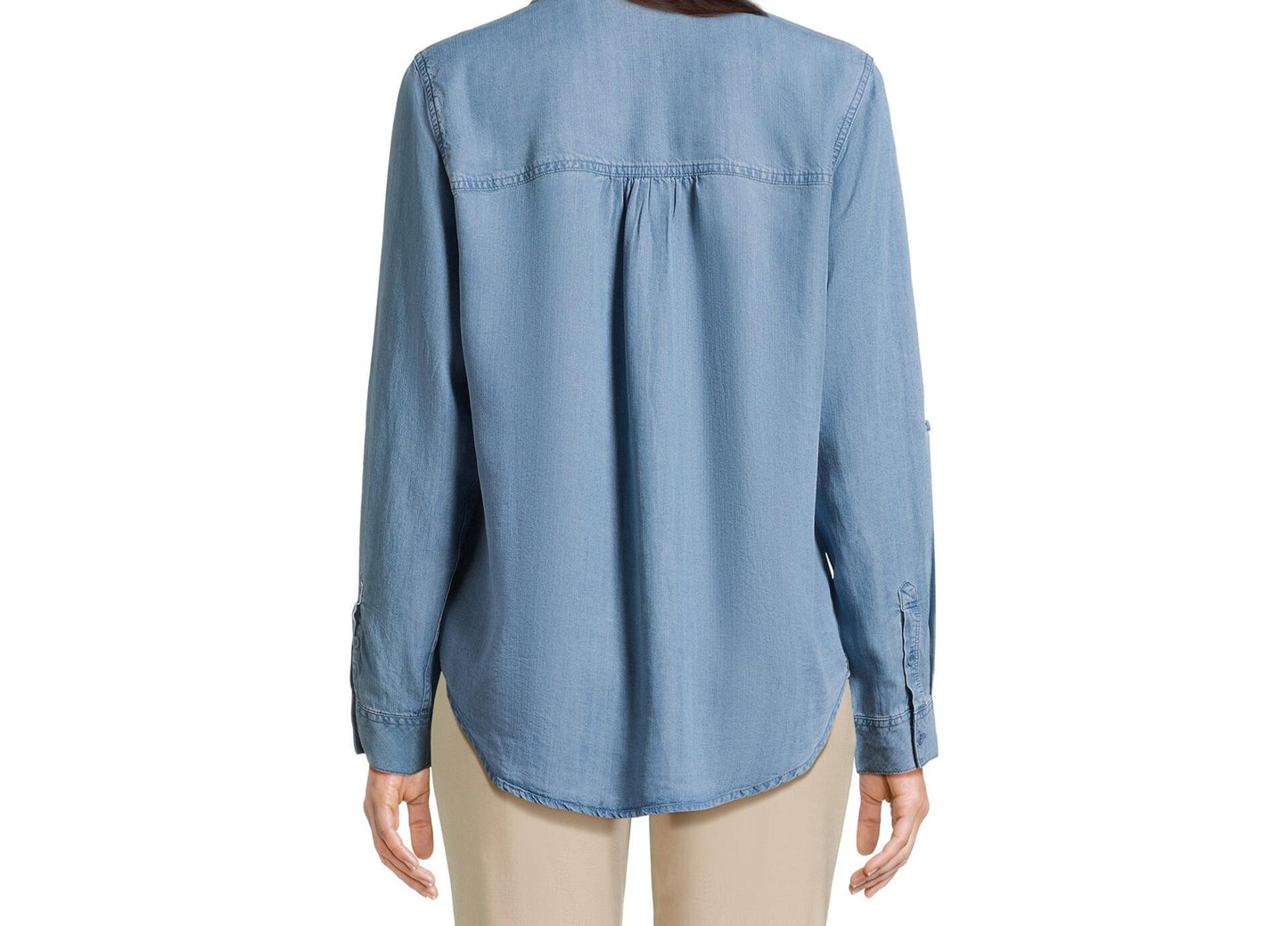 Time and Tru Womens Soft Button Front Shirt Medium Indigo Denim Size S