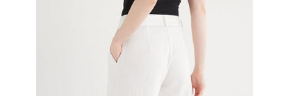 Scoop Womens Linen Blend Tailored Wide Leg Pants Bright White Size 2