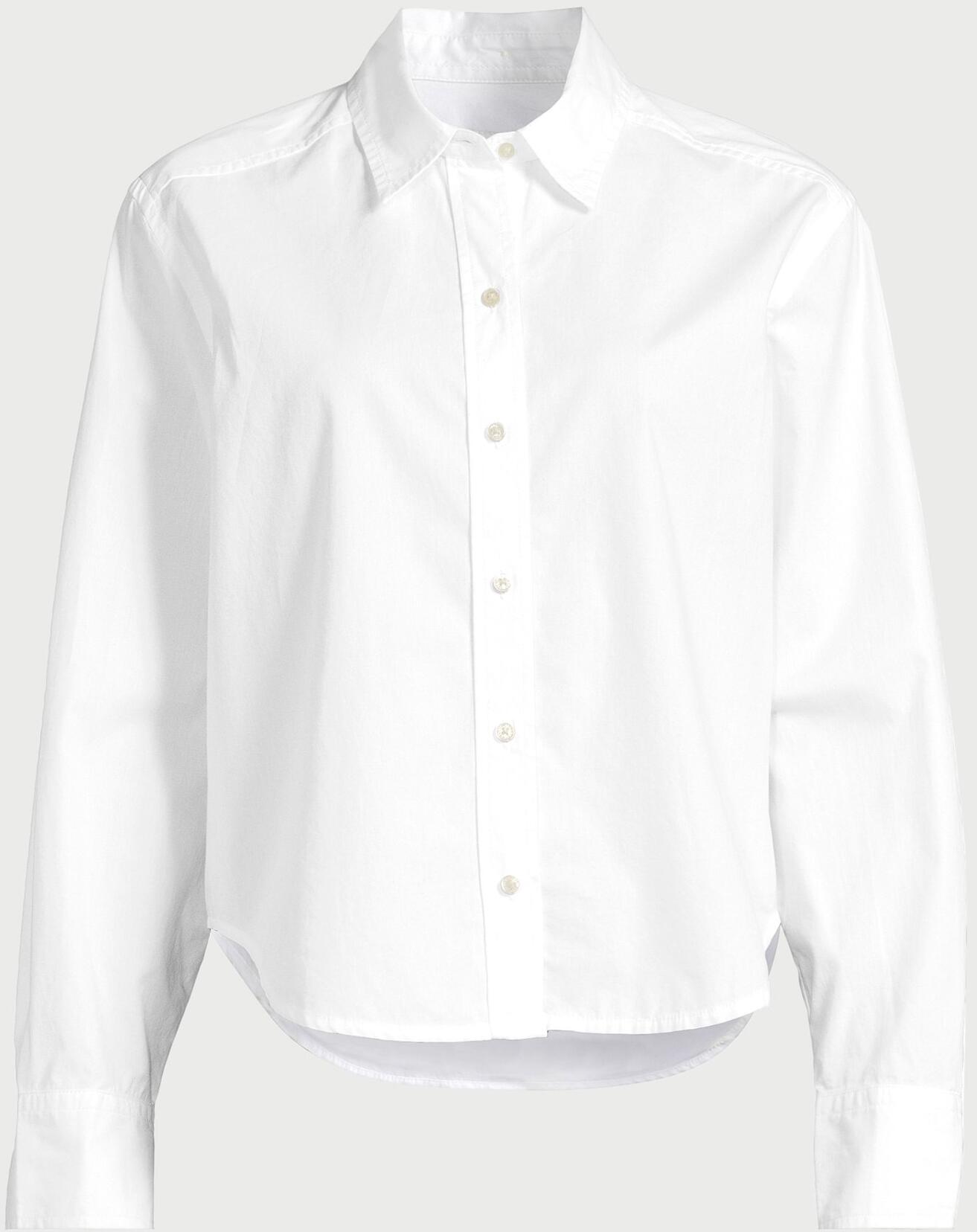 Free Assembly Womens Cropped Button Down Shirt Long Sleeves Bright White Size M