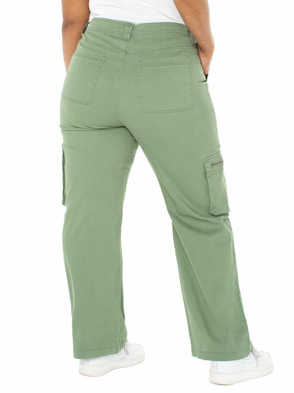 Celebrity Pink Juniors Mid Rise Wide Leg Cargo Pant Green Size 11/30