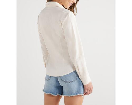 Sofia Jeans Women's Plus Linen Blend Tie Front Top Pockets Whisper White Size XL