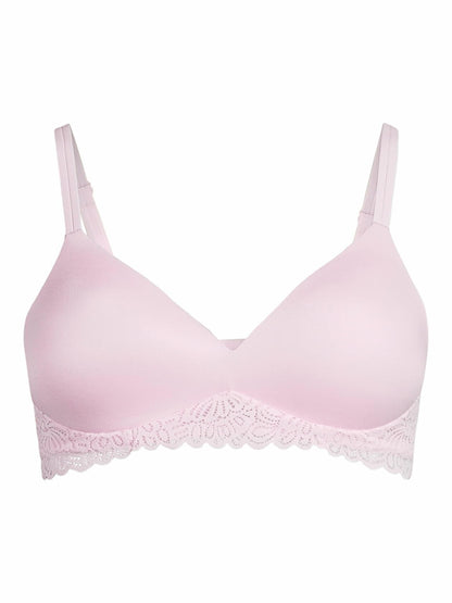 No Boundaries Juniors Light Lift Wirefree Lace Bra Orchid Rose Size M
