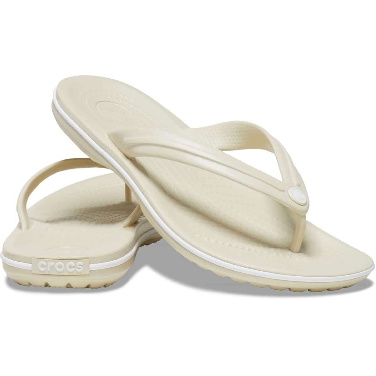 Crocs Unisex Crocband Flip Flops Bone 9 US Men/ 11 US Women