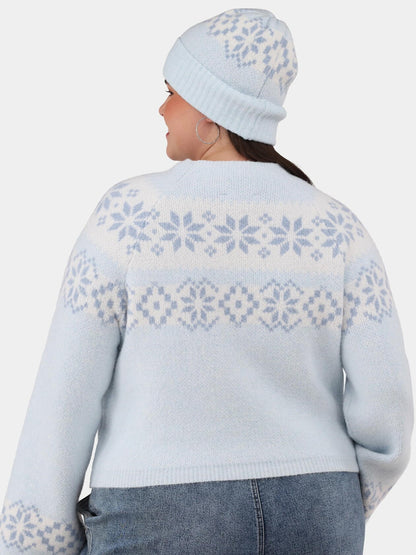 No Boundaries Pullover and Beanie Set, 2-Piece Women’s Plus Ice Teal Size 2X