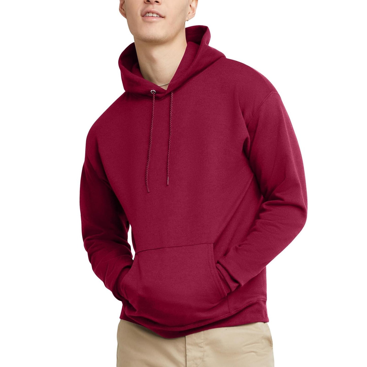 Hanes Mens Pullover Ecosmart Hooded Sweatshirt Cozy Cardinal Size XXL