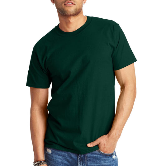 Hanes Mens Beefyt T-shirt Heavyweight Cotton Crewneck Tee Deep Forest Size M