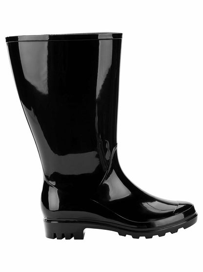 Time and Tru Womens Rain Boot Pull-On Water Resistant Easy On/Easy Off Black 10W