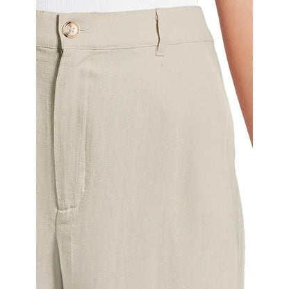Time and Tru Womens Linen-Blend Shorts 5" Inseam Front Pleats Beige Size M