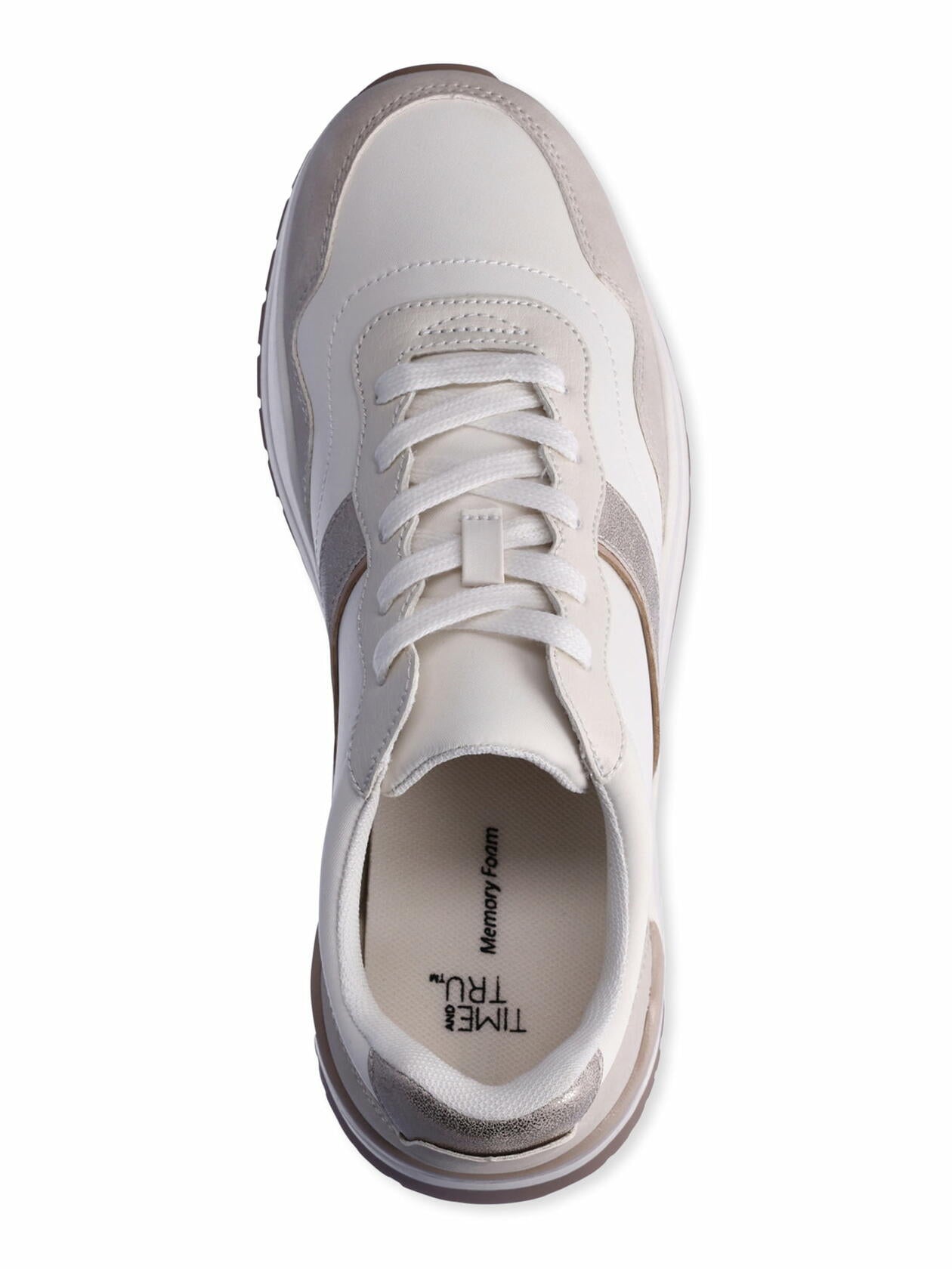 Time and Tru Women's Chunky Jogger Sneakers Lightweight Lace-Up Tan Size 8 M