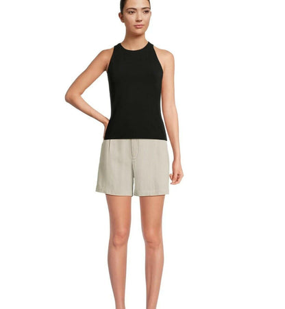 Time and Tru Womens Linen-Blend Shorts 5" Inseam Front Pleats Beige Size M