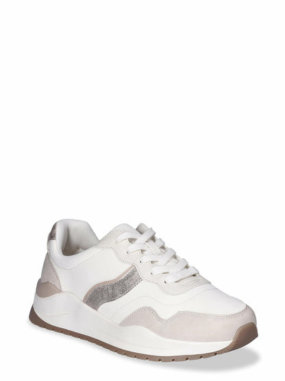 Time and Tru Women's Chunky Jogger Sneakers Lightweight Lace-Up Tan Size 8 M