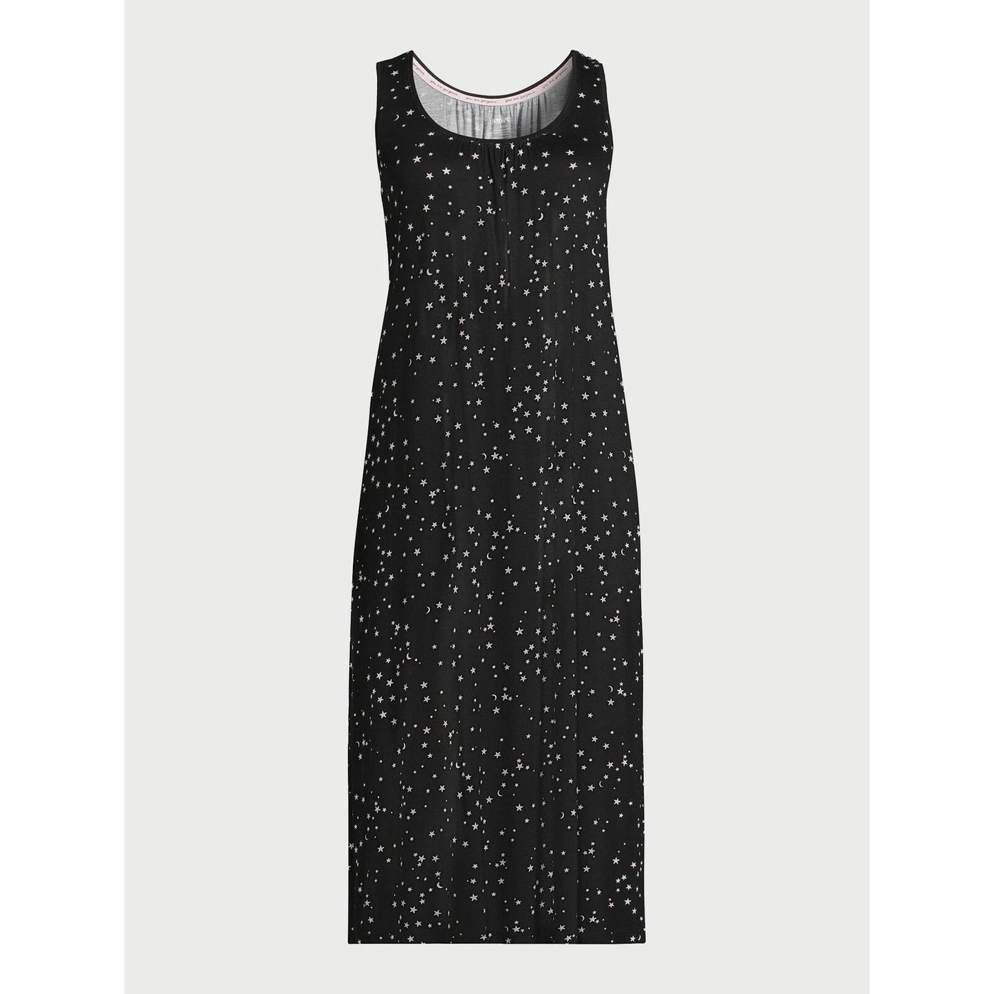Joyspun Womens Sleeveless Knit Midi Chemise Stars Black Print Size XL
