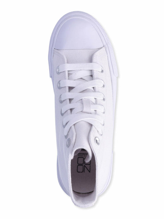 No Boundaries Womens Platform Lace Up Hi Top Sneakers Cotton Canvas White Sz 8.5