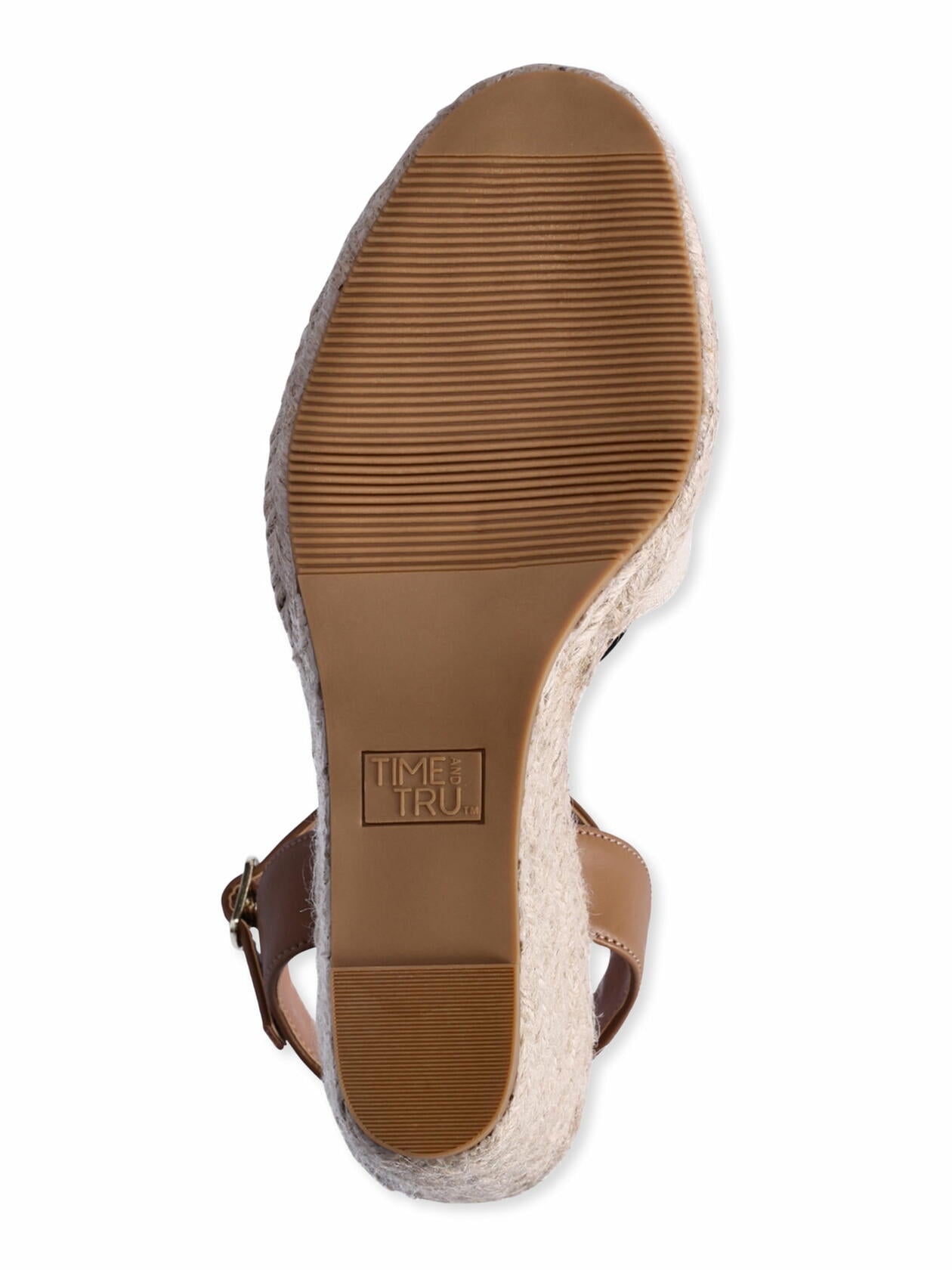 Time and Tru Womens Casual Eyelet Espadrille Wedges Ankle Strap Natural Size 7.5