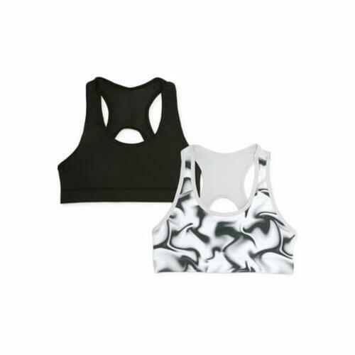 Athletic Works Girls Sports Bra 2-Pack Black Size XL