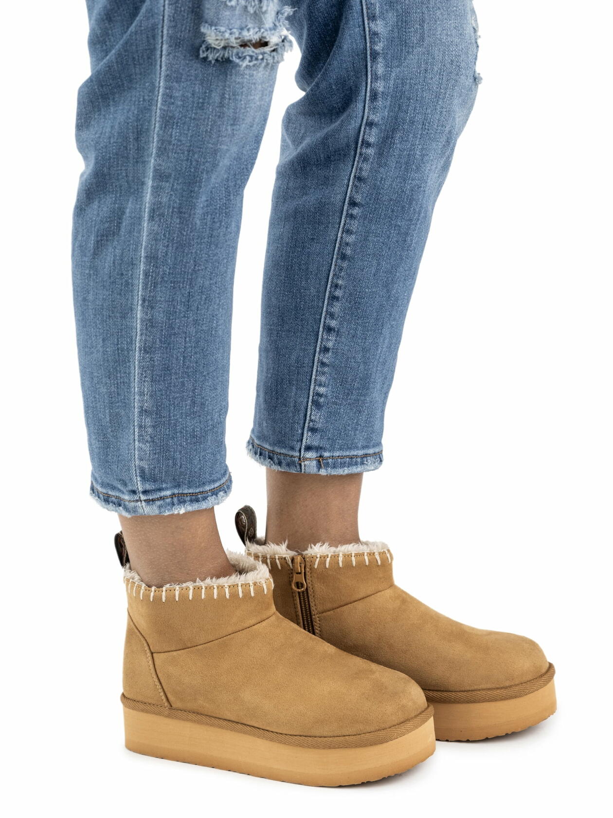 MUK LUKS Women's Augie Mini Side-Zip Cozy Booties Camel  Size 11