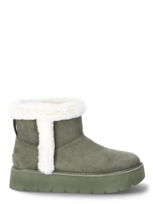 Time and Tru Womens Platform Mini Cozy Boots Olive Size 8M
