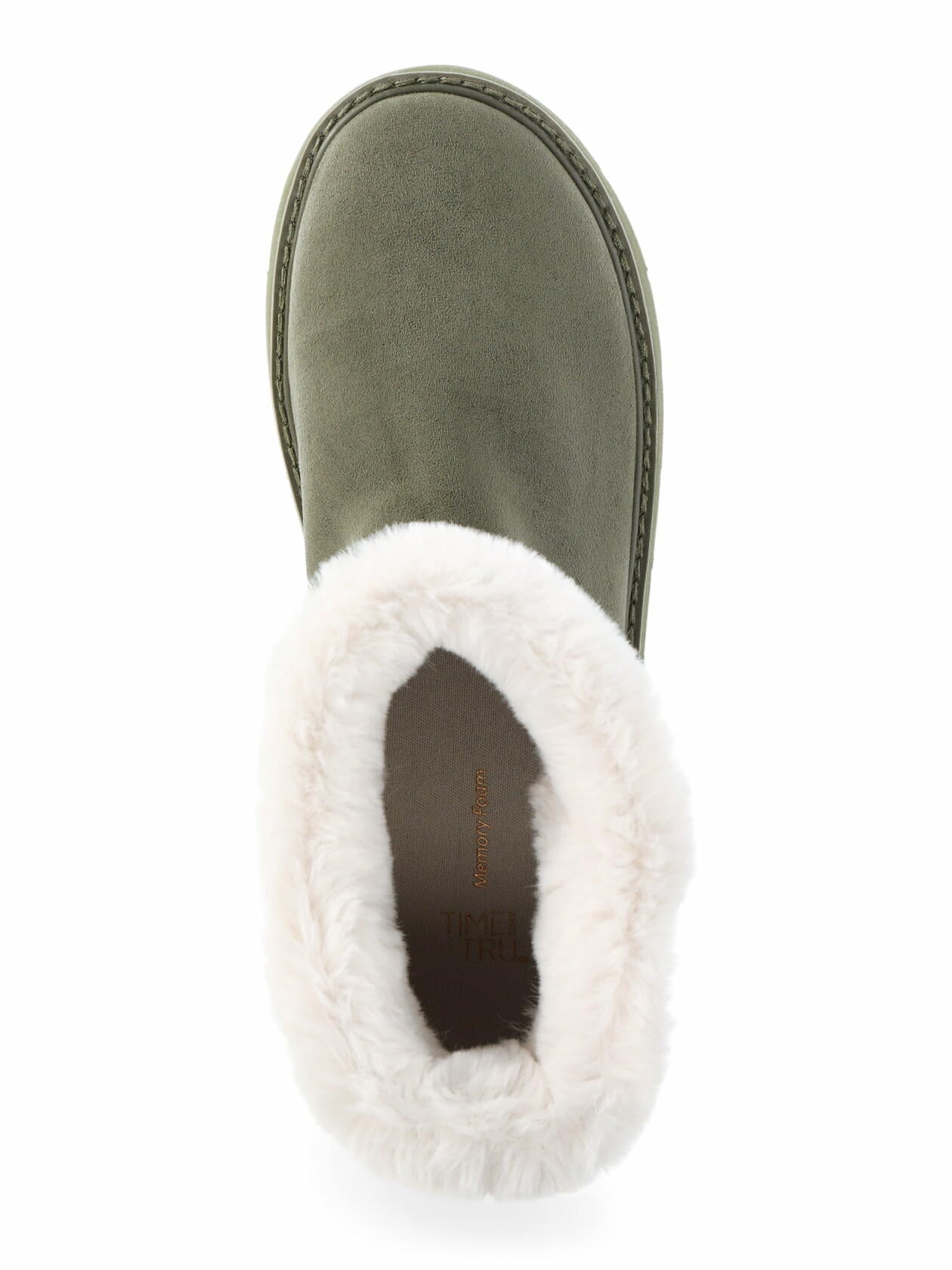 Time and Tru Womens Platform Mini Cozy Boots Olive Size 8M