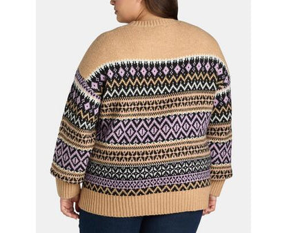 Time and Tru Womens Plus Sweater Pullover Midweight Mocha Splash Heather Size 2X