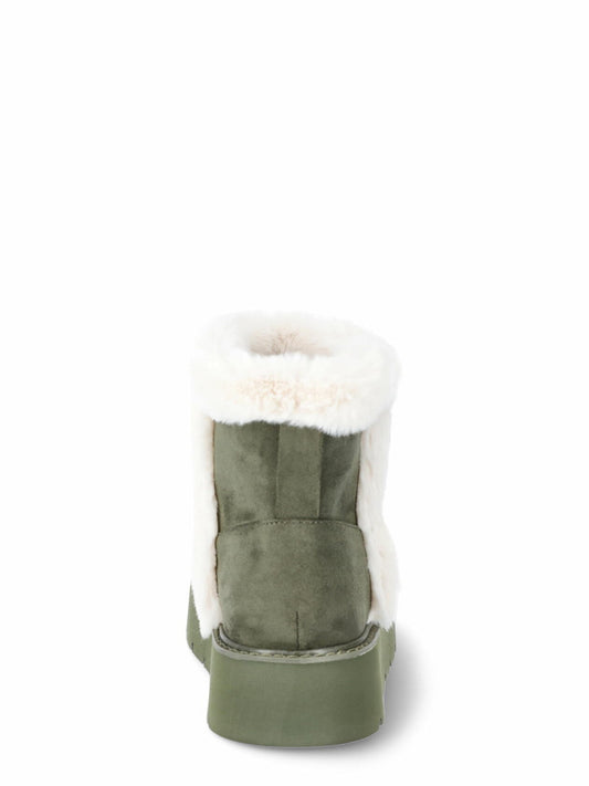 Time and Tru Womens Platform Mini Cozy Boots Olive Size 8M