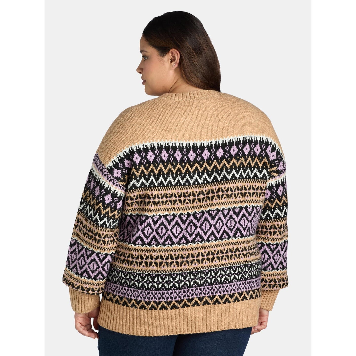 Time and Tru Womens Plus Sweater Pullover Midweight Mocha Splash Heather Size 2X
