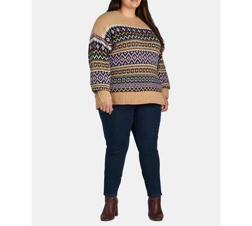 Time and Tru Womens Plus Sweater Pullover Midweight Mocha Splash Heather Size 2X