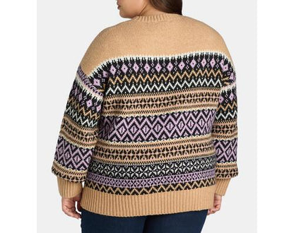 Time and Tru Womens Plus Sweater Pullover Midweight Mocha Splash Heather Size 2X