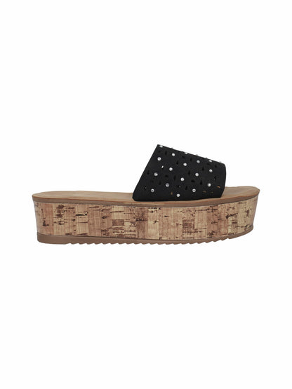 Alexis Bendel Womens Crochet Low Heel Platform Wedge Sandals Black Size 11