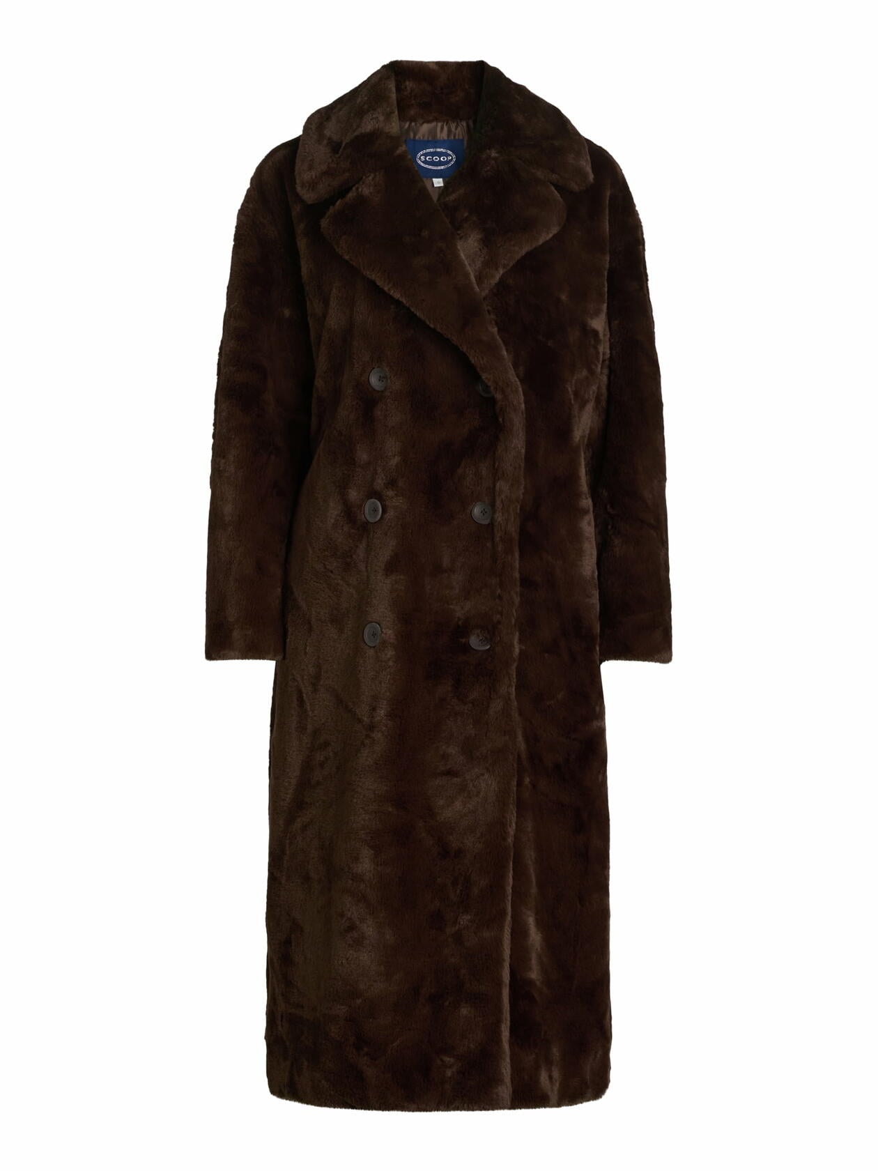 Scoop Womens Faux Fur Oversized Maxi Coat Hot Fudge Size M