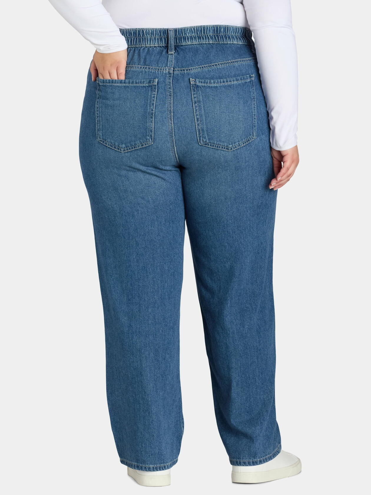 Terra & Sky Womens Plus Size Slouchy Jeans 29” Inseam Medium Wash Size 24W