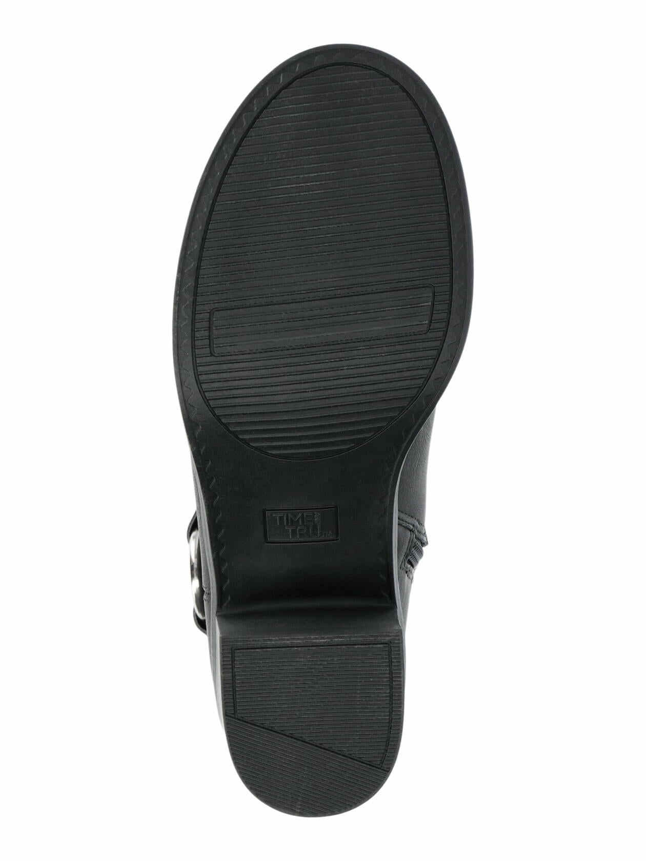 Time and Tru Womens Heeled Moto Boots Black Size 9