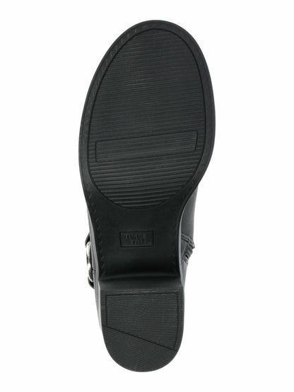 Time and Tru Womens Heeled Moto Boots Black Size 9