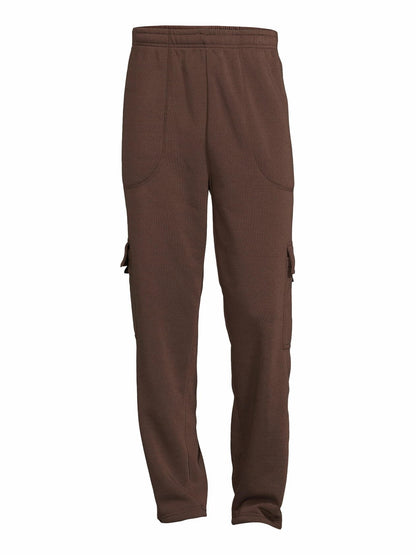 Climate Concepts Big Mens Fleece Cargo Pocket Sweatpants Brown Size 3XL