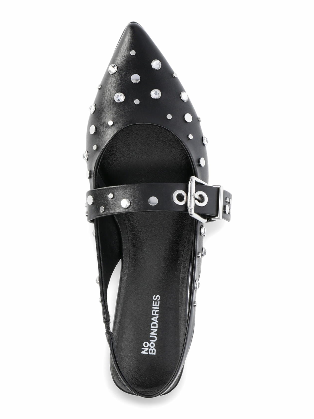 No Boundaries Womens Studded Slingback Flats Black Size 8