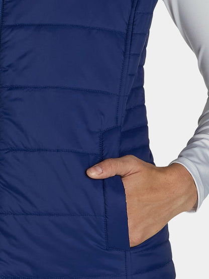 Time and Tru Womens Zip Up Puffer Vest Blue Tide Size XL