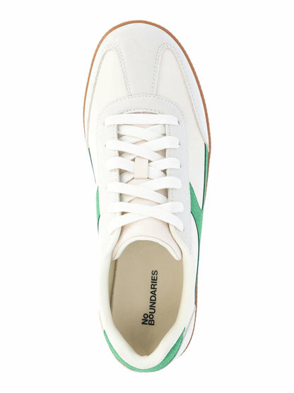 No Boundaries Womens Lace Up Sport Sneakers Memory Foam White Green Size 8.5