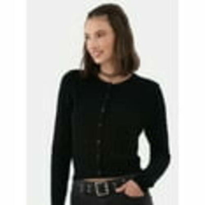 No Boundaries Womens Cardigan Scoop Neck Long Sleeve Black Size M