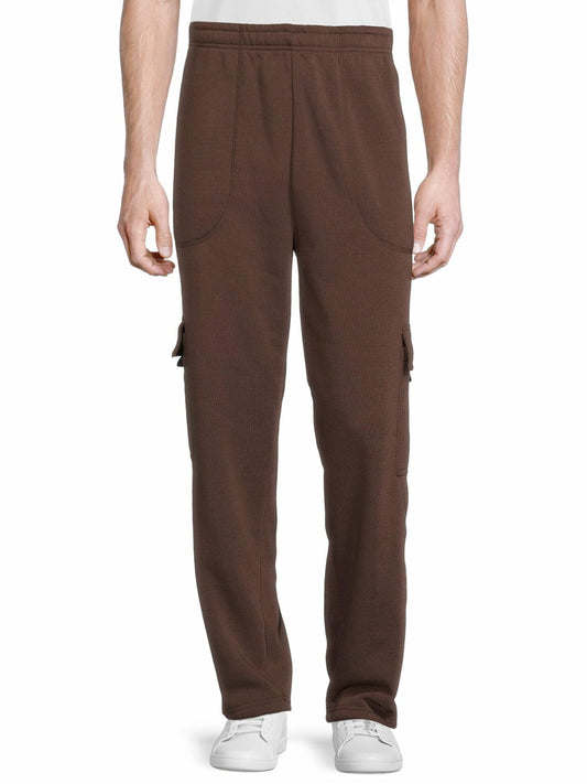Climate Concepts Big Mens Fleece Cargo Pocket Sweatpants Brown Size 3XL