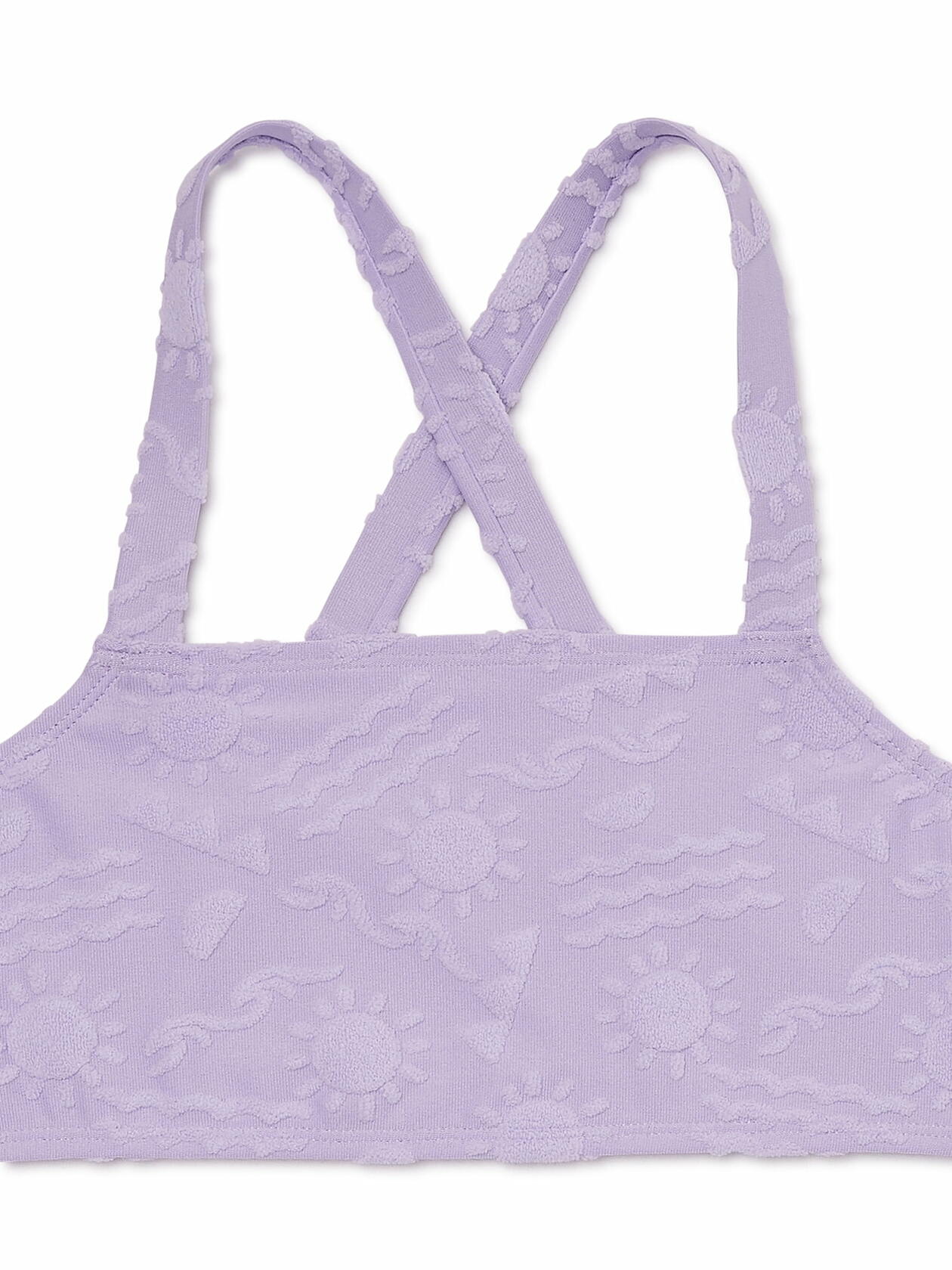 Wonder Nation Girls Terrycloth Cross-Back 2-Pc Swimsuit Lavender Size L (10-12)