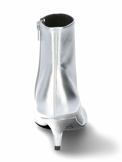 Scoop Womens Faux Leather Kitten Heel Ankle Boots Silver Size 8