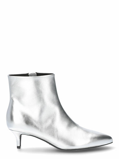Scoop Womens Faux Leather Kitten Heel Ankle Boots Silver Size 8