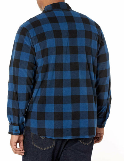 Wrangler Mens Fleece Buffalo Relaxed Fit Long Sleeve Shirt Blue Plaid Size XL