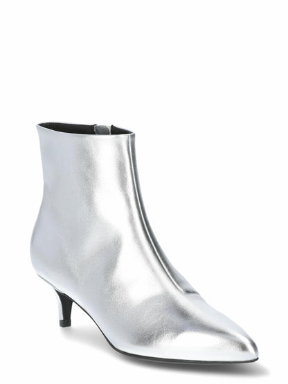 Scoop Womens Faux Leather Kitten Heel Ankle Boots Silver Size 8